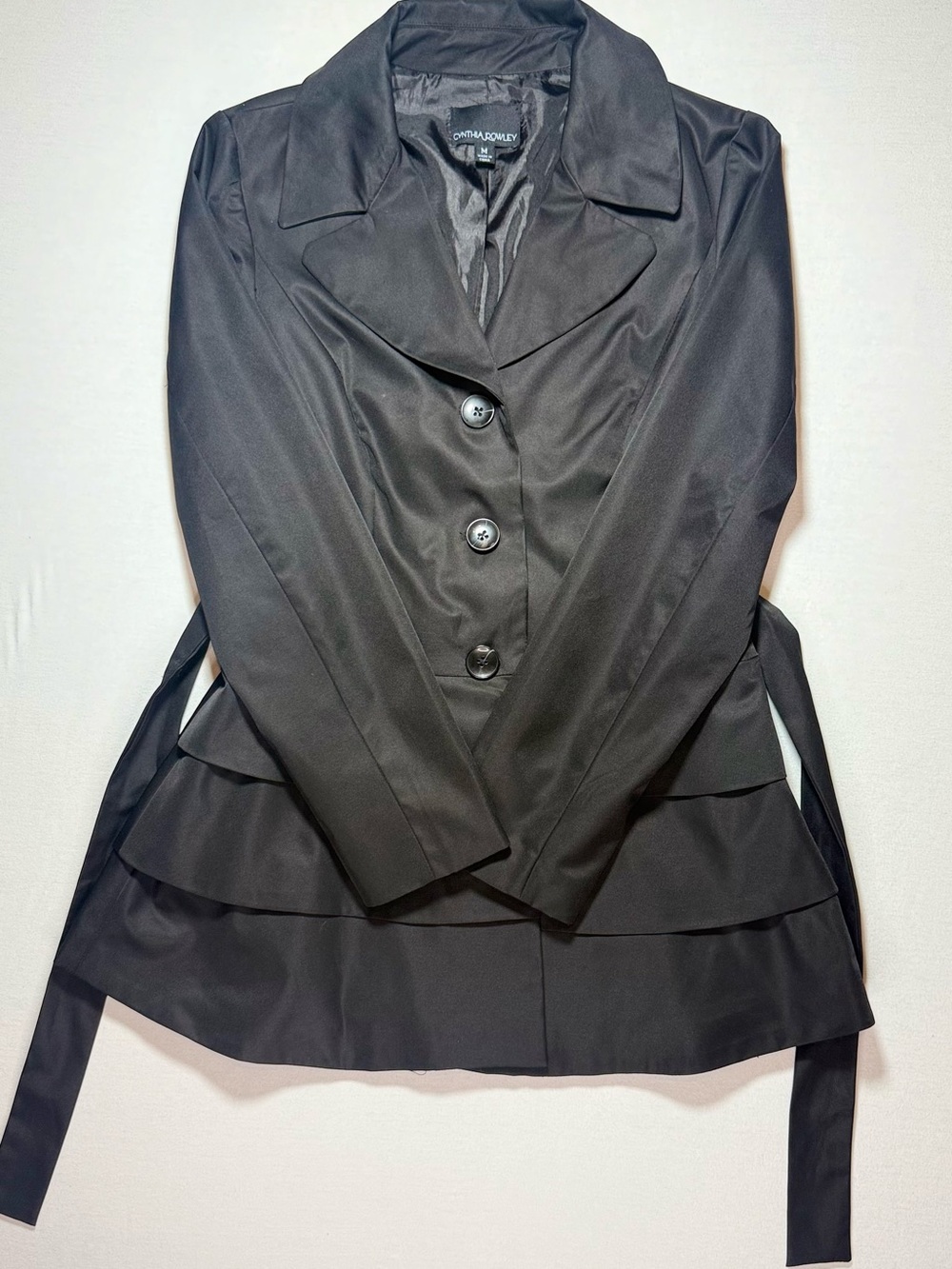 Cynthia Rowley Black Tiered Peplum Skirted Jacket